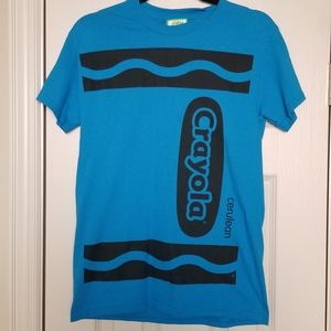 Crayola cerulean crayon wrapper shirt
